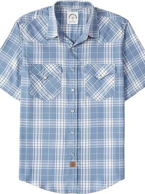 Casual Blue Plaid Short-Sleeve Button-Down Shirt